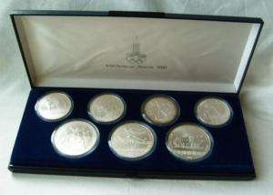 1980 22nd Moscow Olympic Games 7 Silver Coin Set  