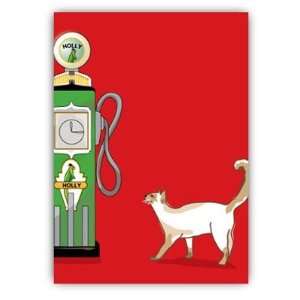   Card 5x7 Inch   Cat and Gas Pump   B Day Patio, Lawn & Garden