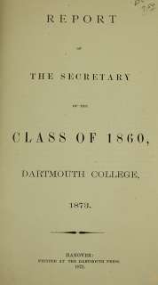 Interesting 1860 Dartmouth College Secretary Report  