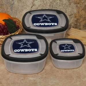  Dallas Cowboys 3 Pack Square Food Containers Sports 