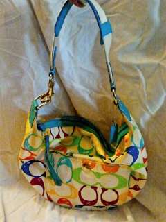   COACH Multi Colored Canvas Hobo Bag w/Leather Accents (PUC)  