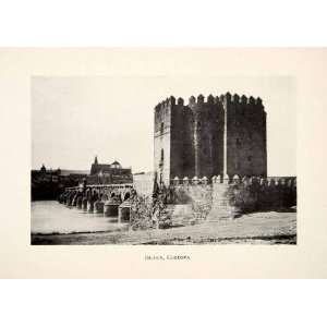 1909 Print Roman Bridge Cordoba Spain Andalusia Guadalquivir Fortress 