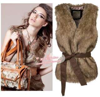 Celeb Vintage Long Faux Fur Waistcoat AUSz 6 8 10 12 14  