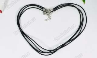Fashion 4 x Black Chain Leather Necklace String 2mm Cord Clasps DIY 