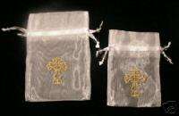 10 Small Lace Bags w/ Gold Cross Religious Party Favors  