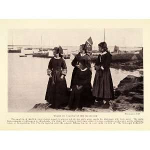  1923 Print Ile De Sein Wharf Women France Breton Druids 