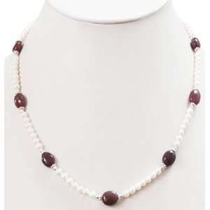 Beautiful Handcrafted Natural Fresh Water Pearl & Ruby Beaded Single 