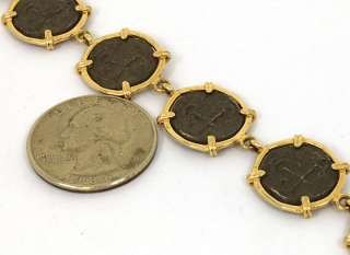 BEAUTIFUL 14K GOLD & ANCIENT SPANISH COINS BRACELET  