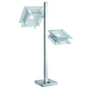    2 Light Chrome Table Lamp with Glass Shade: Home Improvement