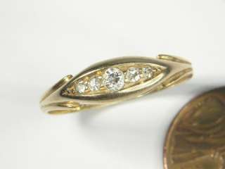 ANTIQUE ENGLISH 18K GOLD DIAMOND 5 STONE RING c1914  