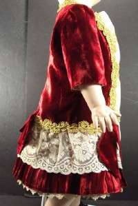 French Silk Velvet Doll Dress Antique 23 24 Jumeau Bru Doll  