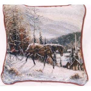  Winter Sleigh Ride Christmas Decorative Throw Pillow: Home 