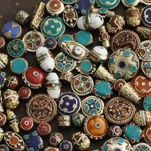 Wholesale Lot Tibetan Turquoise Brass 200 Beads Nepal  