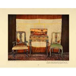 1917 Print Side Arm Chairs Light Table Zither Painted   Original Color 
