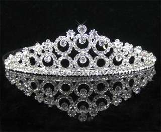Wedding/Bridal crystal veil tiara crown headband CR189  
