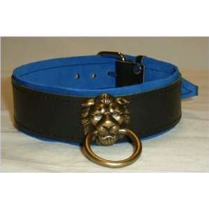  Deluxe Brass Lions Head Blue Lined Collar p195bu 