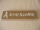   FOR ALLIGATOR Alphabet Sign Baby Nursery Wall Decor BROWN Wood Glitter