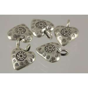 Flower Heart Thai Sterling Silver Charms Karen Handmade From Thailand 