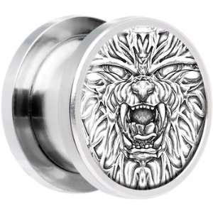  18mm Steel Lion Face Screw Fit Plug: Jewelry