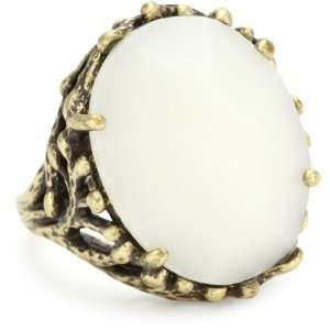 Lucky Brand White Set Stone Branch Ring, Size 7