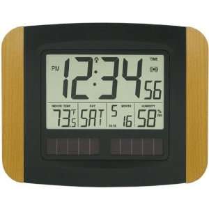 Solar powered Digital Atomic Wall Clock with Temperature & Humidity 