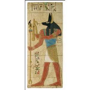    Egyptian Anubis Wall Relief Colored Sculpture