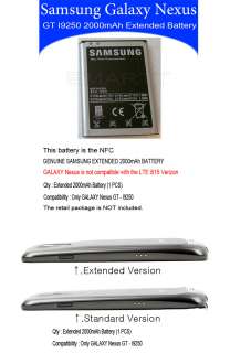 Genuine SAMSUNG Google GALAXY Nexus GT I9250 2000mAh Extended Battery 