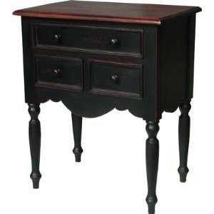    English Nightstand Table in Distressed Black: Home & Kitchen