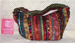 Multi Color FABRIC S Size Hobo Sequined HANDBAG Purse Cosmetic BAG 
