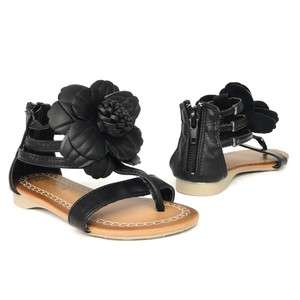   Strap Flat Thong Sandals Black Size 9 4 / kids t strap shoes  