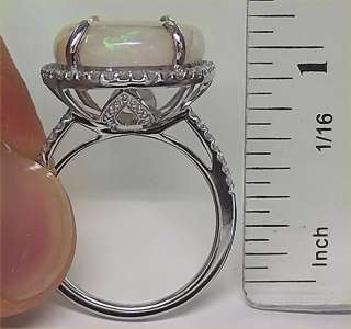   Australian Opal Diamond Cocktail Vintage Ring Solid 14k Gold  