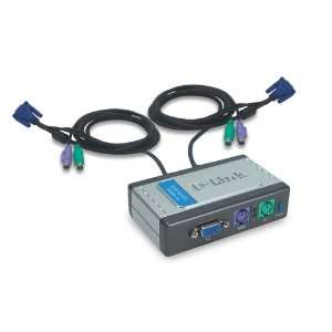  D Link 2 Port Kvm Switch With Built In 3 In 1 Kvm Cables 