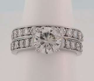   Ct Round Moissanite Cathedral Style Engagement Ring & Wedding Band Set