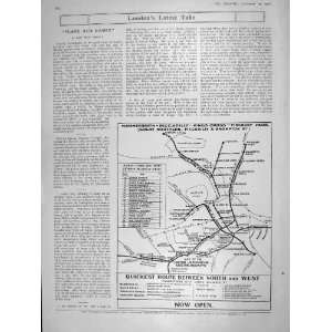  1906 RAILWAY MAP LONDON HAMMERSMITH KINGS CROSS CIRCUS 