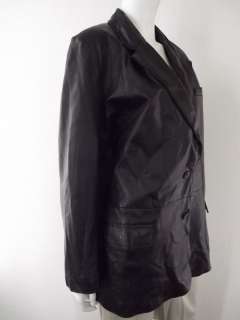 Womens leather jacket black Excelled button up vintage XL 18  
