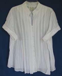 Coldwater Creek Cool Cotton Tuck Front Blouse  