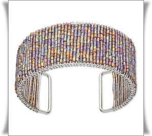 BEADED CUFF BRACELET ~Shimmering Bugle Beads 30mm Wide!  