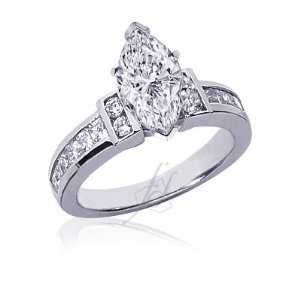  1.35 Ct Marquise Cut Diamond Engagement Ring 14K SI3 EGL 
