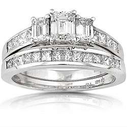   TDW Emerald cut Diamond Bridal Ring Set (H I, SI I)  Overstock
