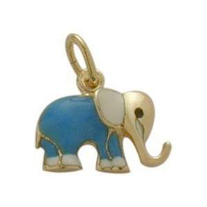  14K Yellow Gold Enamel Elephant Pendant: Jewelry