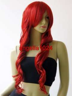 28 ex long bang wavy cherry red cosplay wigs  