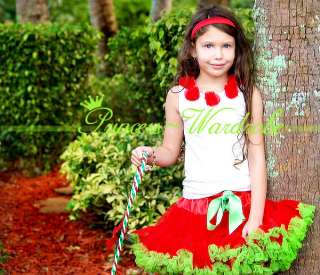 Xmas Red and Green Pettiskirt & Red Rose Top Tutu 1 8Y  