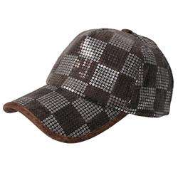 Journee Collection Womens Checkered Sequin Baseball Cap  Overstock 