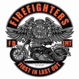 FIREFIGHTER FIRE FIGHTER MOTORCYCLE T SHIRT TEE 2 SIDED  