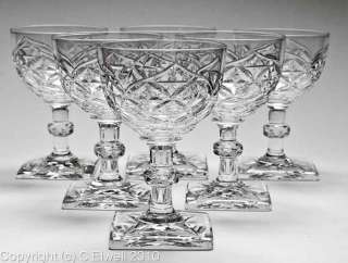 Set 6 Antique Victorian Anglo Irish Cut Wine Glasses  