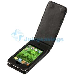   Black Leather Flip Case for Apple iPod Touch 4th Gen 4G 32GB  