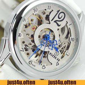   Hollow Blue Lace Hands Womens Wrist Watch Automatic Mechanical NEW