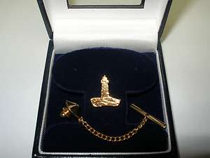 Lighthouse Tie Tack Pin World Coins 24 kt. Gold Pl. NIGB  