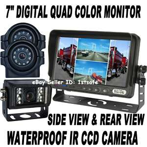 QUAD LCD BACKUP SIDE REAR VIEW REVERSE CAMERA SYSTEM  