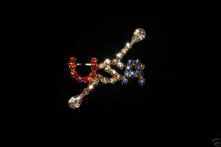 RED/WHITE/BLUE Crystal USA with Twirling BATON Pin  